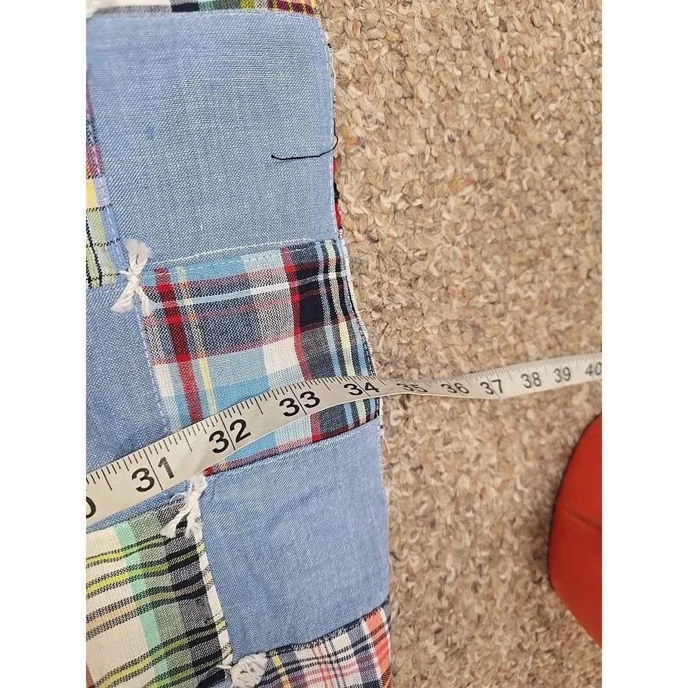 Chambray‎ Plaid Patchwork Unfinished Bedding Bedspread Quilt 44